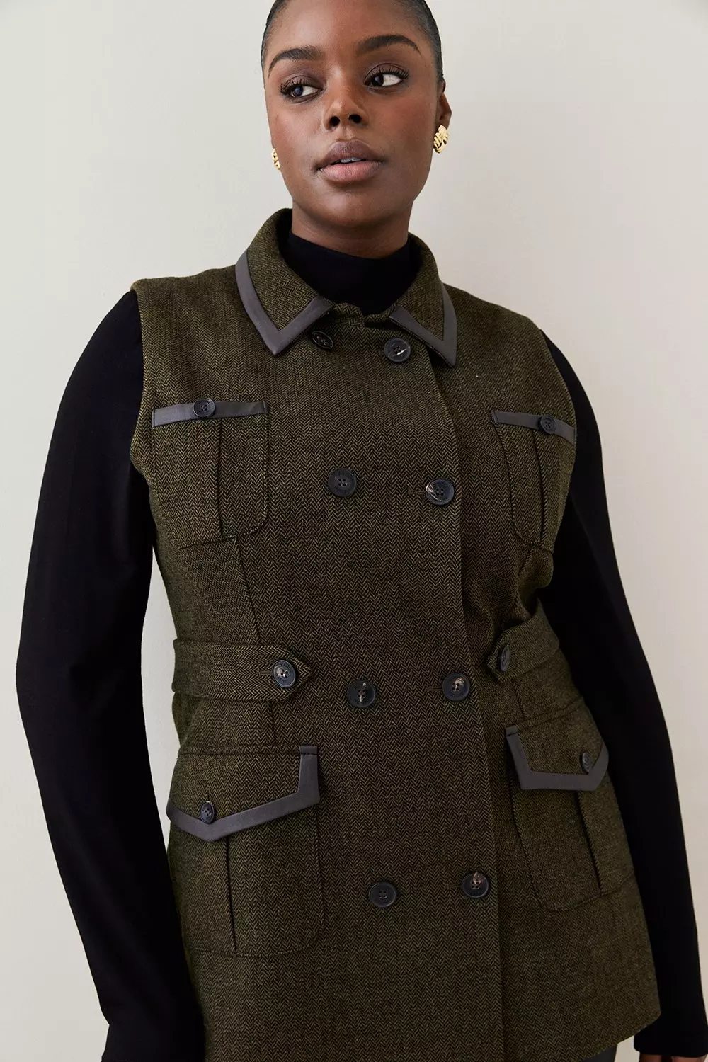 Sleeveless tweed jacket sale